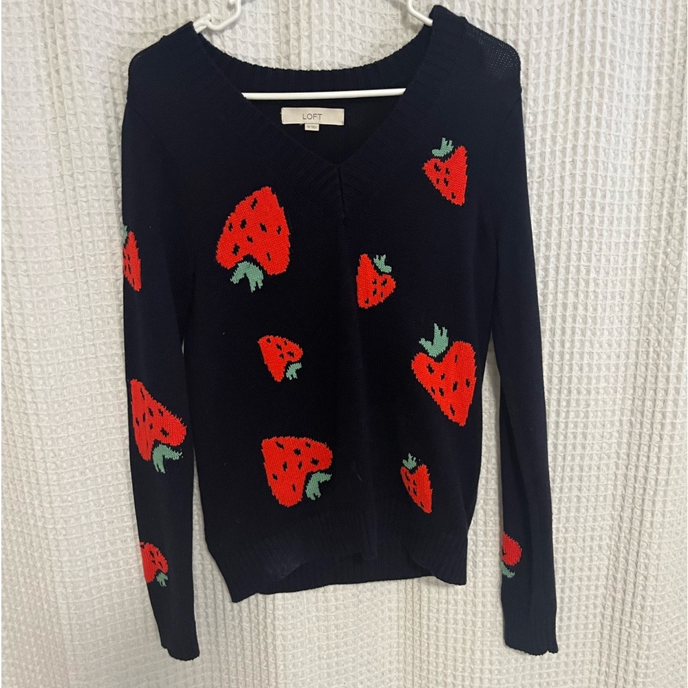 Strawberry navy blue sweater